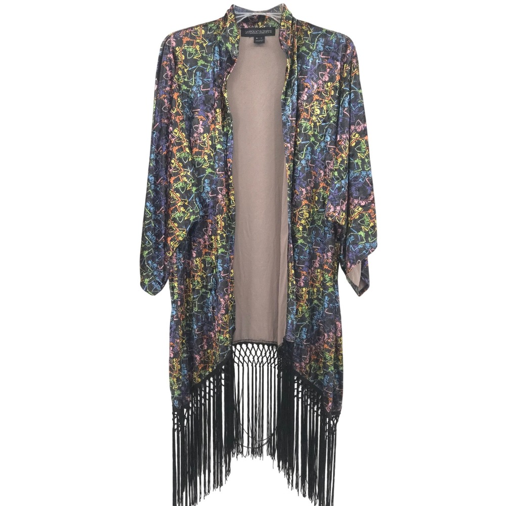 Warrior Within Designs Dancing Skeletons Grateful Dead Kimono Duster OS Rainbow